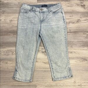 Bandolino Blue & White Striped Cropped Women's Mandie Stretchy Jeans Size 6P